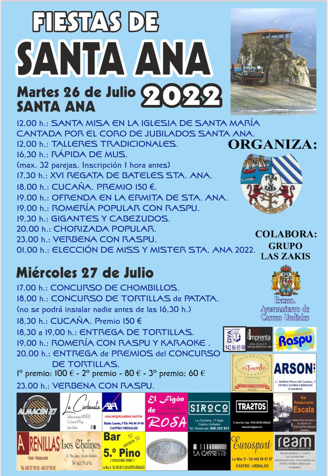 Programa de fiestas de Santa Ana 2022 en Castro Urdiales