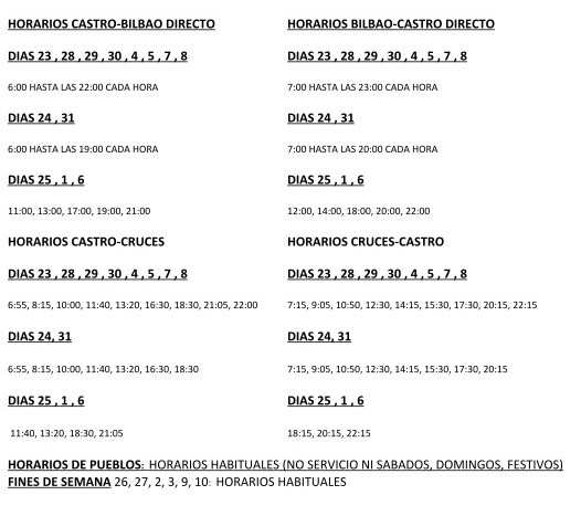 202012 horarios navidad autobus bilbao castro 2020