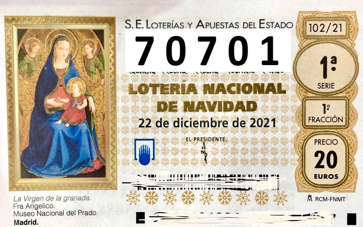 Vendidos todos los décimos del 70701,  el número de MUCHOCASTRO para la Lotería de Navidad 2021