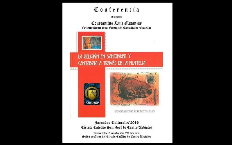 Conferencia “La Religión en Santander y Cantabria a través de la Filatélia” en el Círculo Católico de Castro Urdiales