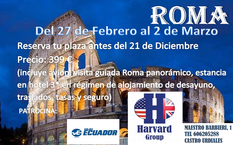Viaje a Roma con el Grupo Harvard en la semana no lectiva de febrero