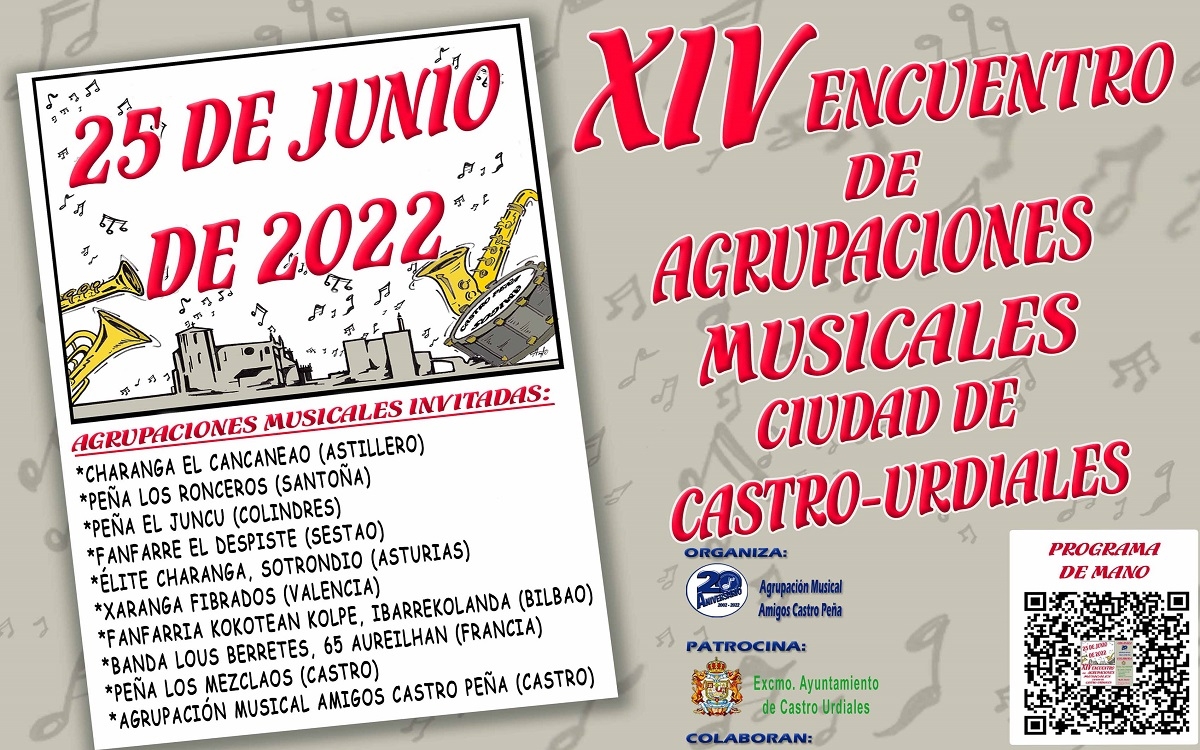 Programa del Encuentro de Agrupaciones Musicales que se celebrará en Castro Urdiales el sábado día 25