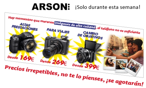 Oferta especial en cámaras de video y fotografía digital en ARSON ¡solo durante esta semana!