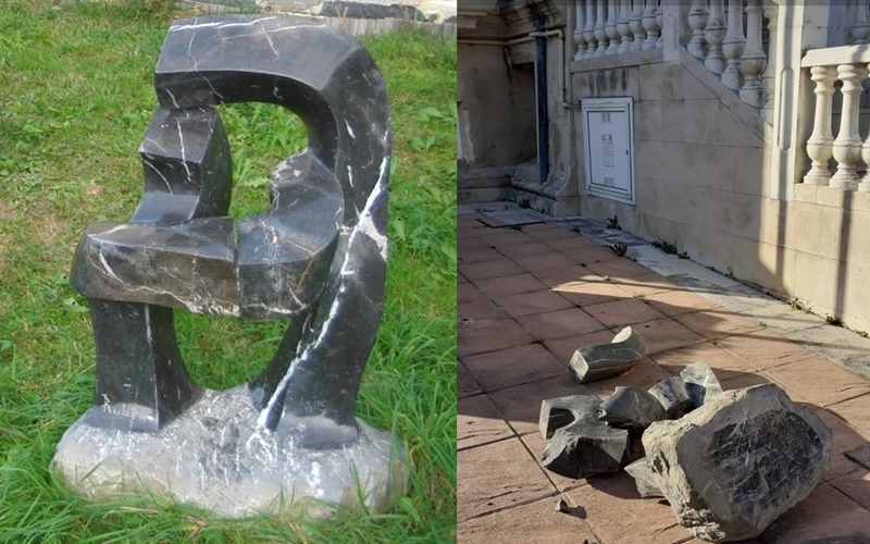 Destrozan una escultura de Rubén Gutiérrez en La Residencia de Castro Urdiales