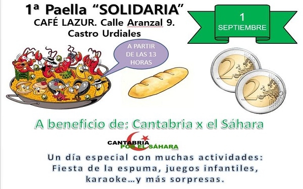 Cantabria por el SÃ¡hara organiza una paella solidaria este domingo en Castro Urdiales